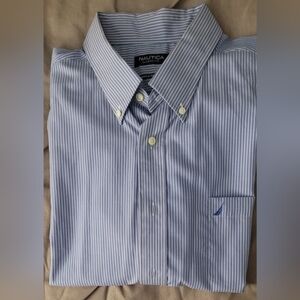 Nautica Men's Classic Blue Pinstripe Dress Shirt XXL